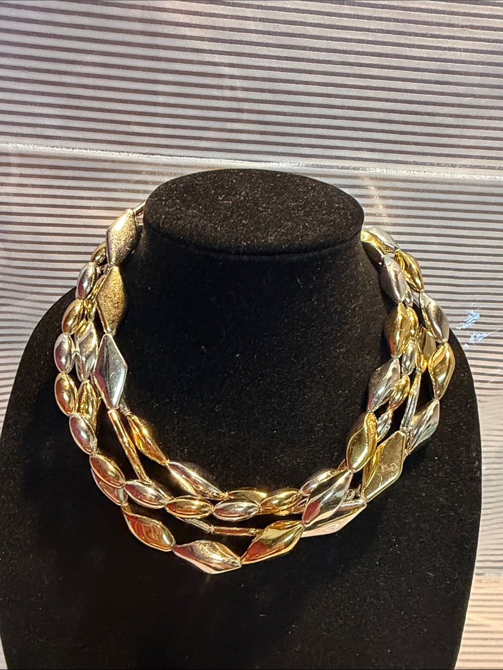 Gold  and Silver Two-Tone Statement Necklace